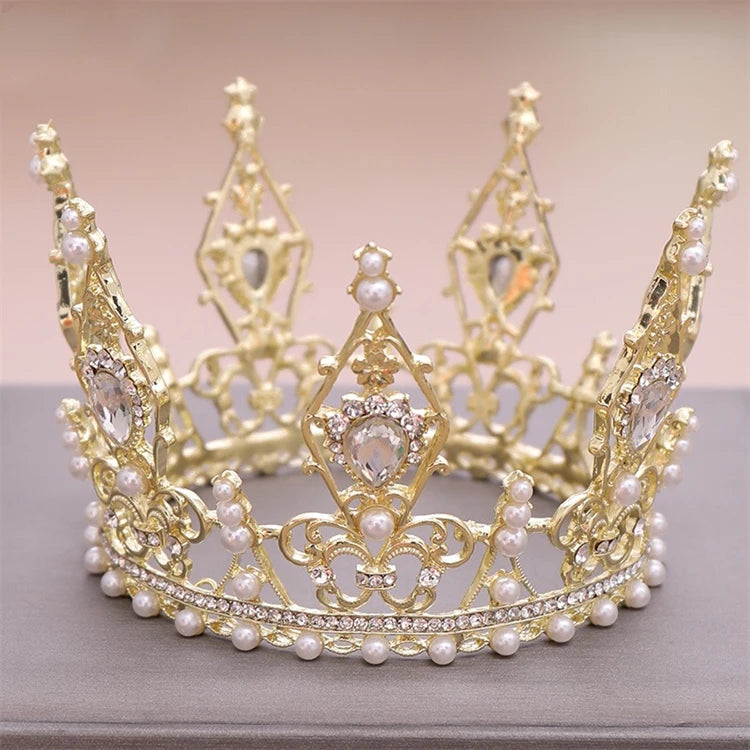 Sheila Luxurious Miss Beauty Pageant & Wedding Crown Baroque King Crown for Men Alloy Crystals Diamonds Bridal Pageant Princess