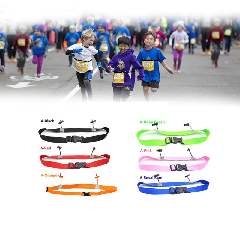 Kids Running Belt Race Number Belt Adjustable Triathlon Race Belt Marathon Bib Holder With 6 Elastic Gel Loops