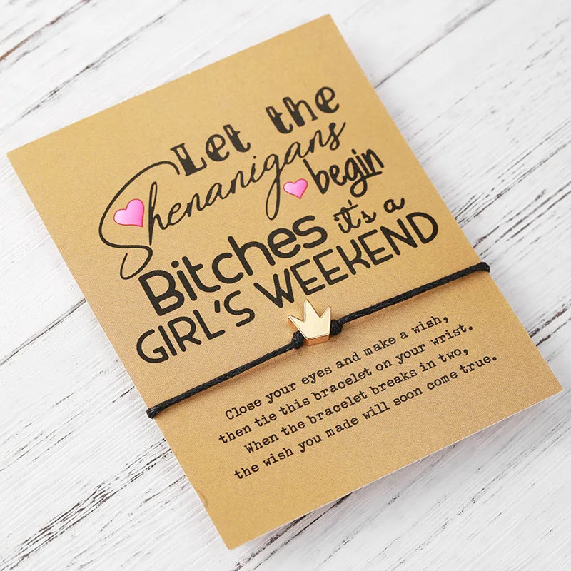 Factory Gold Crown Rose Flower Horse Charm Bracelet Let the Shenanigans Begin Girls Weekend Cheaper Than Therapy Ladies Bracelet