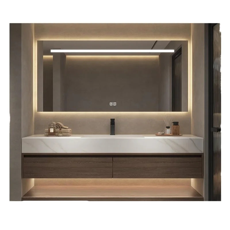 Modern Double-Sink Bathroom Vanities Waterproof Plywood Cabinet Wood Bathroom Furniture