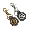 Fashion Five-pointed Star Key Chain Vintage Men's Alloy Pentagram Key Ring Personality Leather Car Keychain Pendant