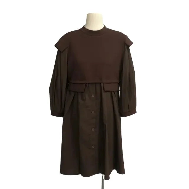 Women's Korean Version Gentle Sexy Long-Sleeved Dress Elegant Ladies' Fall Dress with Sweet Style Natural Waistline