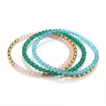 Fashion Trendy 2023 Pink Green Blue Crystal Beads Gold Plated Beaded Double Layer Steel Bracelets Women Girls