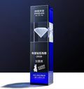 Antique Gold Metal Crystal Award Trophy New Design Blue Laser Diamond K9 Glass with Acrylic Awards for Gift