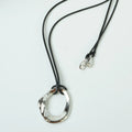 2025 New Vintage Platinum Plated Abstract Circle Pendant Black Rope Chain Necklace Brass Jewelry Women Daily/Party Gifts