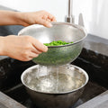 SHIMOYAMA Stainless Steel Kitchenware Strainer Drainer Set Fruit Vegetable Wash Basket Rice Mesh Sifter Colander Water Drainable