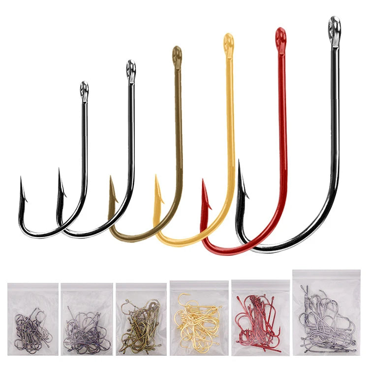 WEIHE 150pcs High Carbon Steel Fishing Hooks Fishhooks Fishing Accessories Supplies Lures Carp Fishing Tackle Barbed Colored
