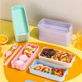 Creative PP Plastic Three-layer Student Lunch Box Outdoor Picnic Food Packaging Japanese Bento Box