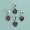 Dainty 925 Sterling Silver Colorful Enamel Round Camellia Flower Pendant for Necklace Bracelet Jewelry Making