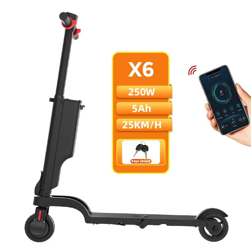 KIXIN Christmas Gift Batria 250w Brushless Motor 25 km/h Detachable Battery Pro Folding X6 Mini Electric Scooter Adult E-scooter