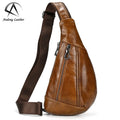 Andong Men Genuine Cow Leather Shoulder Bag Chest Bags Cowhide Crossbody Pocket