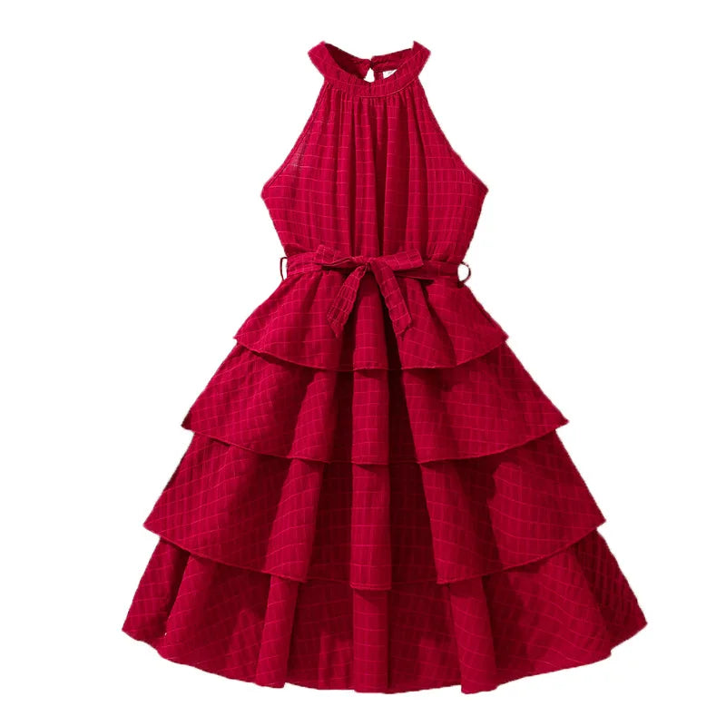 big girl summer dress children teenager sleeveless ruffle dress girls casual dresses