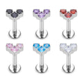 ASTM F136 Titanium 16G Ear Stud Internally Threaded CZ Inlay Love Heart Shape Earring Cartilage Helix Piercing Jewelry for Women