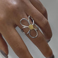 2025 Fashion Flower Rings 18K Gold Plated Ring Stainless Steel Open Ring For Women Girls