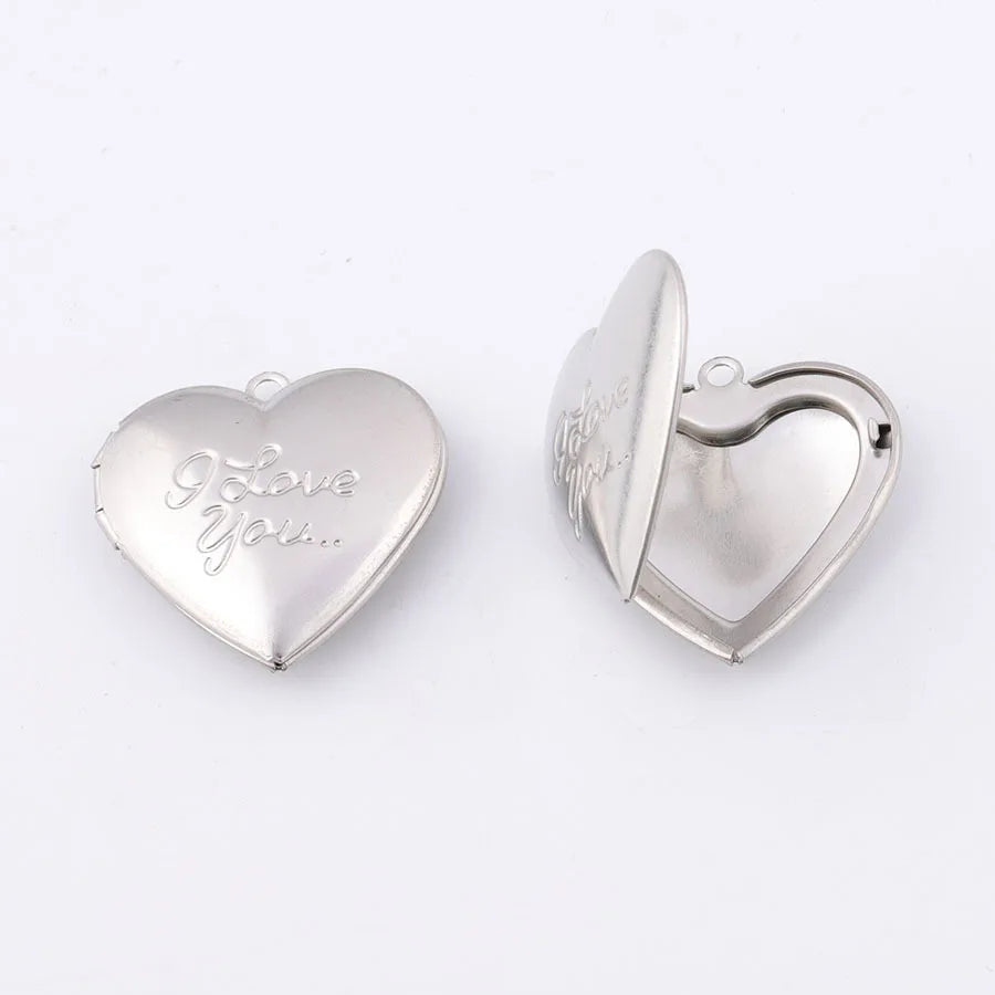 Wholesale Love Heart Locket Pendants Women Men Openable Photo Frame Glossy Family Pet Picture Pendant