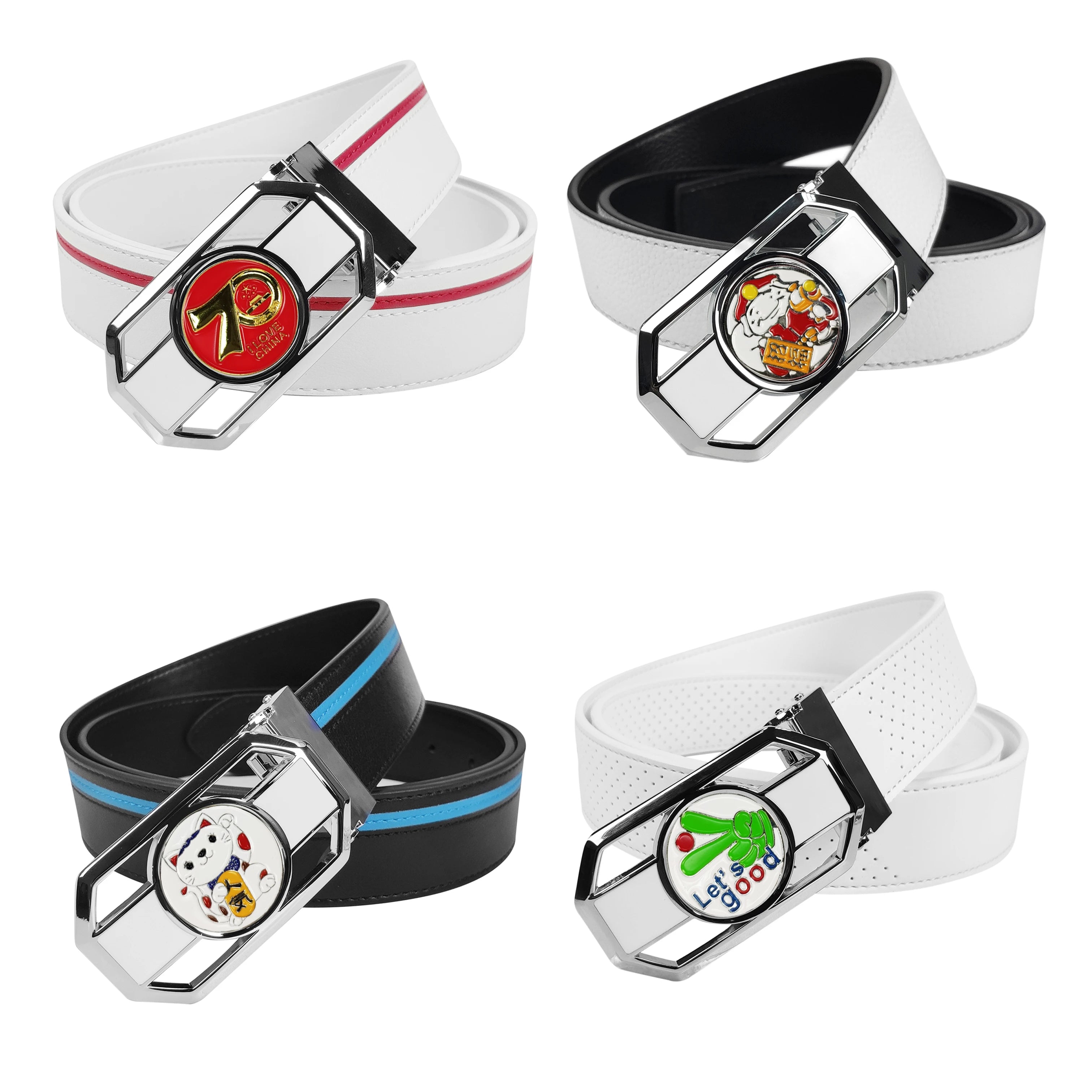 Custom Auto Lock Iron Buckle Derimis Leather Golf Belts 120cm 3.8cm Width Pm99 Brand Sporty Style for Men