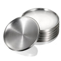 Dishwasher Safe Customized Logo 17cm 19cm 21cm 23cm 26cm Kids Double Wall Stainless Steel 304 Pizza Tray Dinner Plates Dish