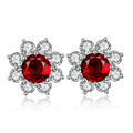 Anster Wholesale Gold Jewelry Trendy Style Sapphire Ruby Emerald Flower Pattern 9k Gold Stud Earrings