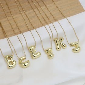 2024 Gold Color A-Z Balloons Initial Letter Pendant Necklace Box Chain Personalized Alphabet Necklace for Women Jewelry