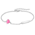 High Quality Luxury Customized Classic Rhodium Plated 925 Sterling Silver Gifts Handmade Pink Small Enamel Heart Bracelet Women