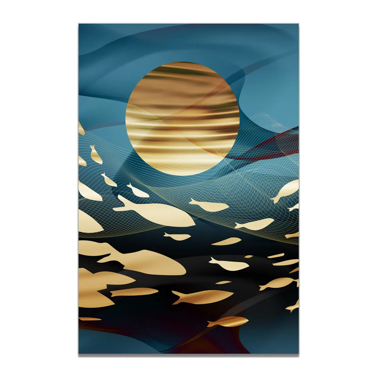 Prints Pictures Golden Shui Koi Fish Posters Sea Animal Canvas Painting Wall Art 3 Panels Black Original Decor Abstract