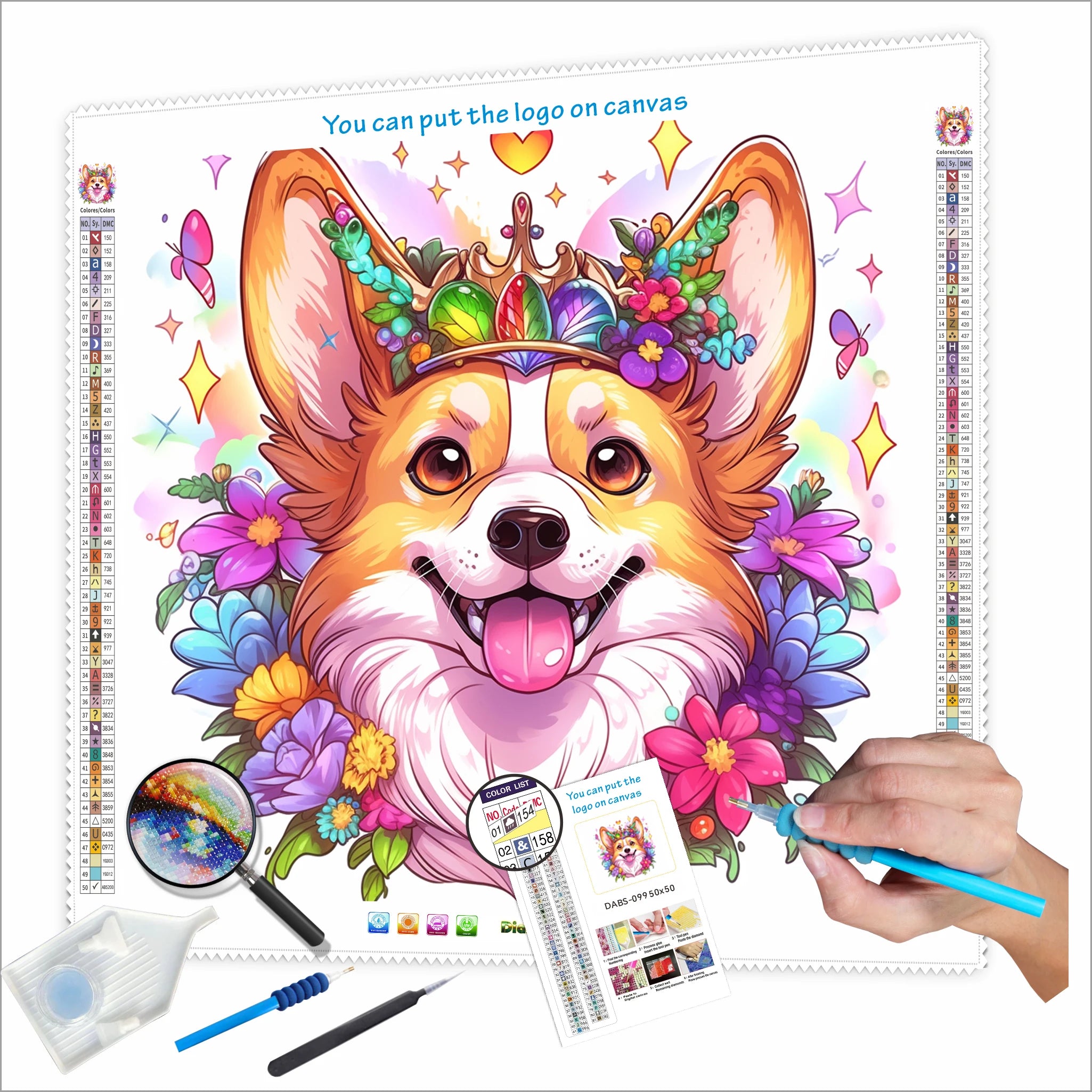 N-2119 Custom Square Diamond Painting Kit 5D DIY Photo Canvas Art with Printed Animal Dog Customizable Square Diamond Art Kits