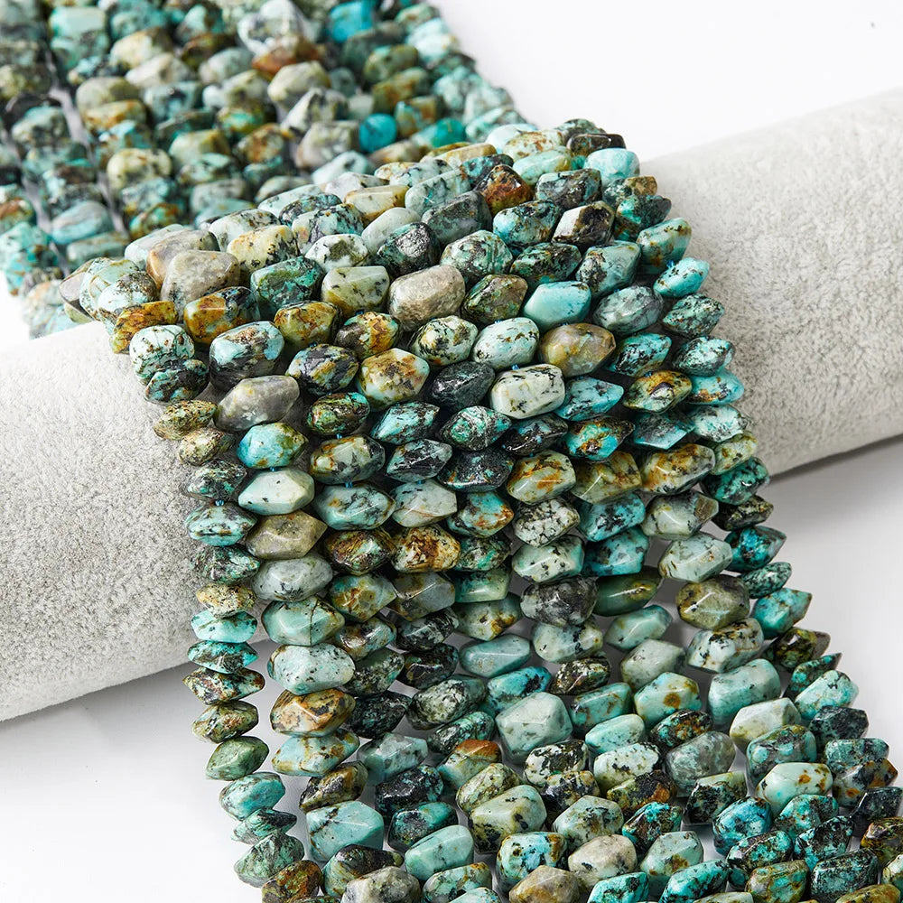 Factory Wholesale Natural Stone Irregular African Turquoise Stone Beads DIY 7 Chakra Bracelet Necklace Accessories Energy Stone