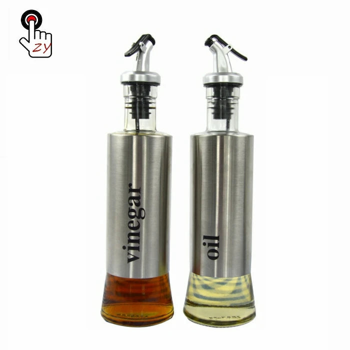 Stainless Steel Oil Bottle Household Kitchen Leak-proof Glass Soy Sauce Vinegar Seasoning Bottle Cooking Bottle