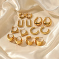 French Vintage 14K Gold Plated Geometric Shaped Big Circle Stainless Steel Hoop Earrings for Women Gift
