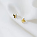 Small Gold Color Butterfly Shape Ear Studs Earings Cute 925 Sterling Silver Earrings Fashion Jewelry for Women Girls