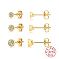 3PCS/Set Dainty Cubic Zirconia  Stone  925 Sterling Silver Stud Earring Fashion Jewelry Wholesale