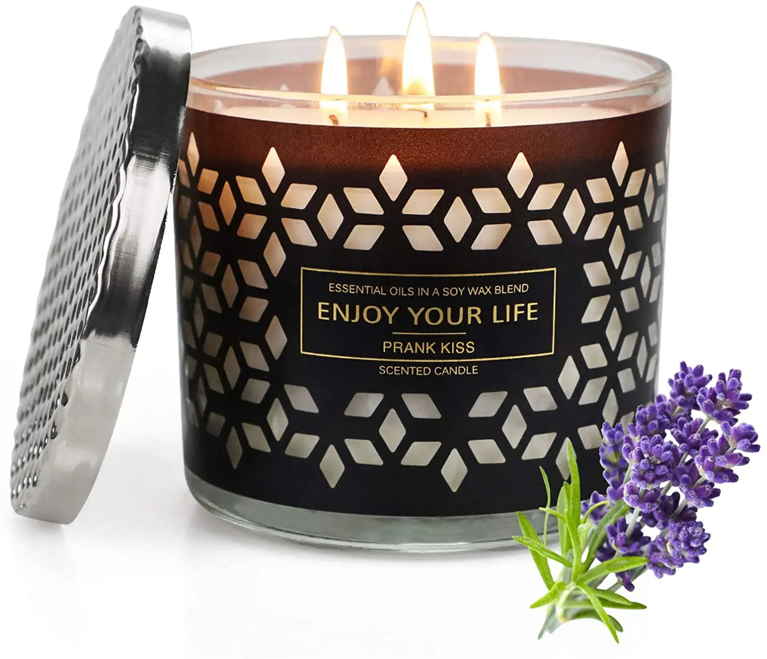 Thickness Candles Vessel with 3 Wick for Valentine's Day Home Made Soy Candles Large Jar Candles with Lid