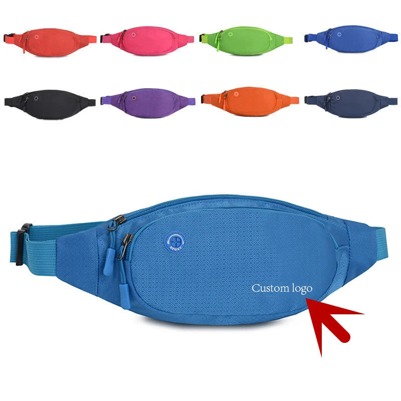 Customized Multi Function Adjustable Belt Metal Zipper Unisex Bum Bag Fanny Pack Waterproof Nylon Sports Travel Daily Use Waist