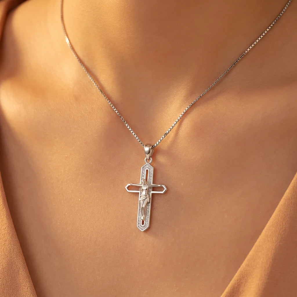 Wholesale Christian Charm Pendant Jewelry Rhodium Plated 925 Sterling Silver Cross God Retro Unisex Fine Jewelry
