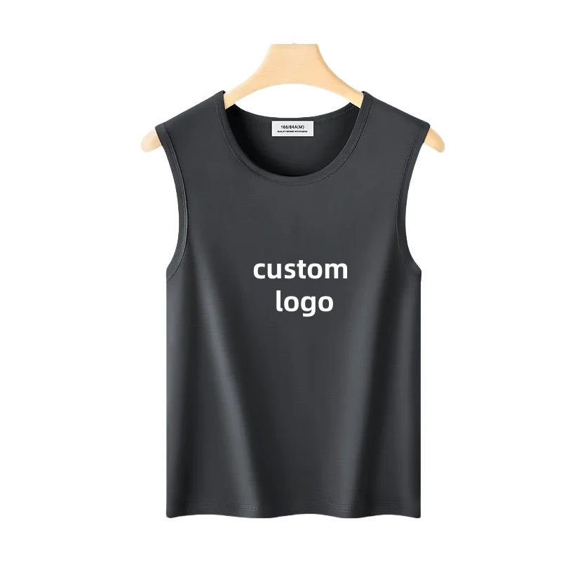 BOTTCOOLA Custom logo Modal Heat Transfer Printing Solid Cloth Casual Tank Top Breathable Sporty Vest for Fashion Men's Shirts