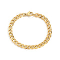 14K Gold Plated 316L Stainless Steel Classic Style 4MM Cuban Chain Bracelet 16.5CM-18CM Link Titanium Steel for Gift Jewelry