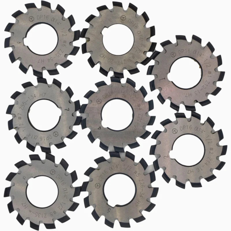 Hot Sale Good Quality  HSS DP Gear Milling Cutter 8pcs Set NO.1-NO.8 With PA14.5 Gear Cutting Tool