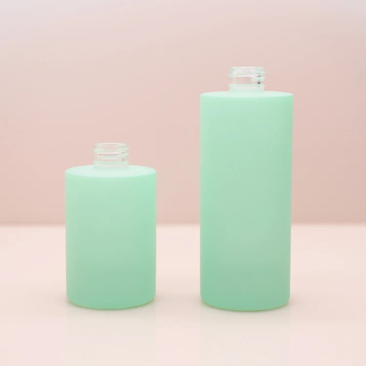 50ml 100ml Glass Cosmetic Flat Skin Care Essential Oil Serum Dropper Bottle Custom Green Color Cream Lotion Pump Bottle