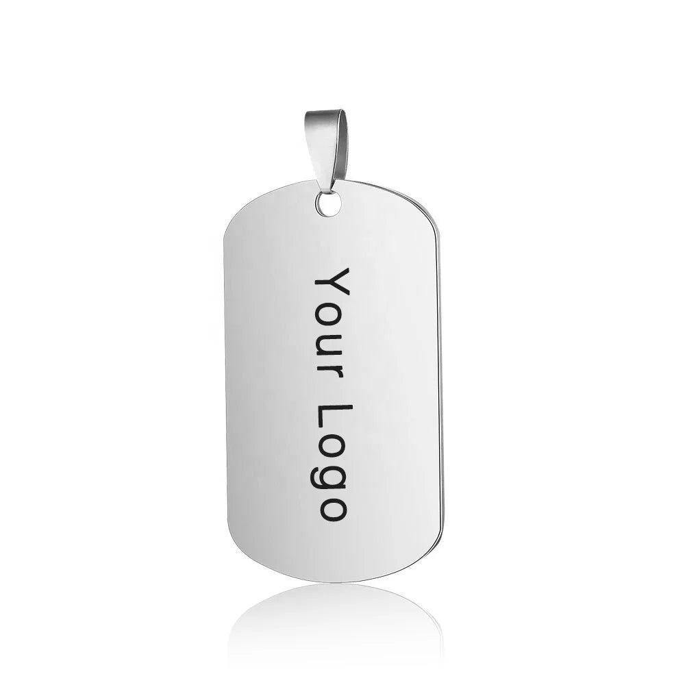Custom Stainless Steel Jewelry Charm Engrave Laser Logo Tags Pendant