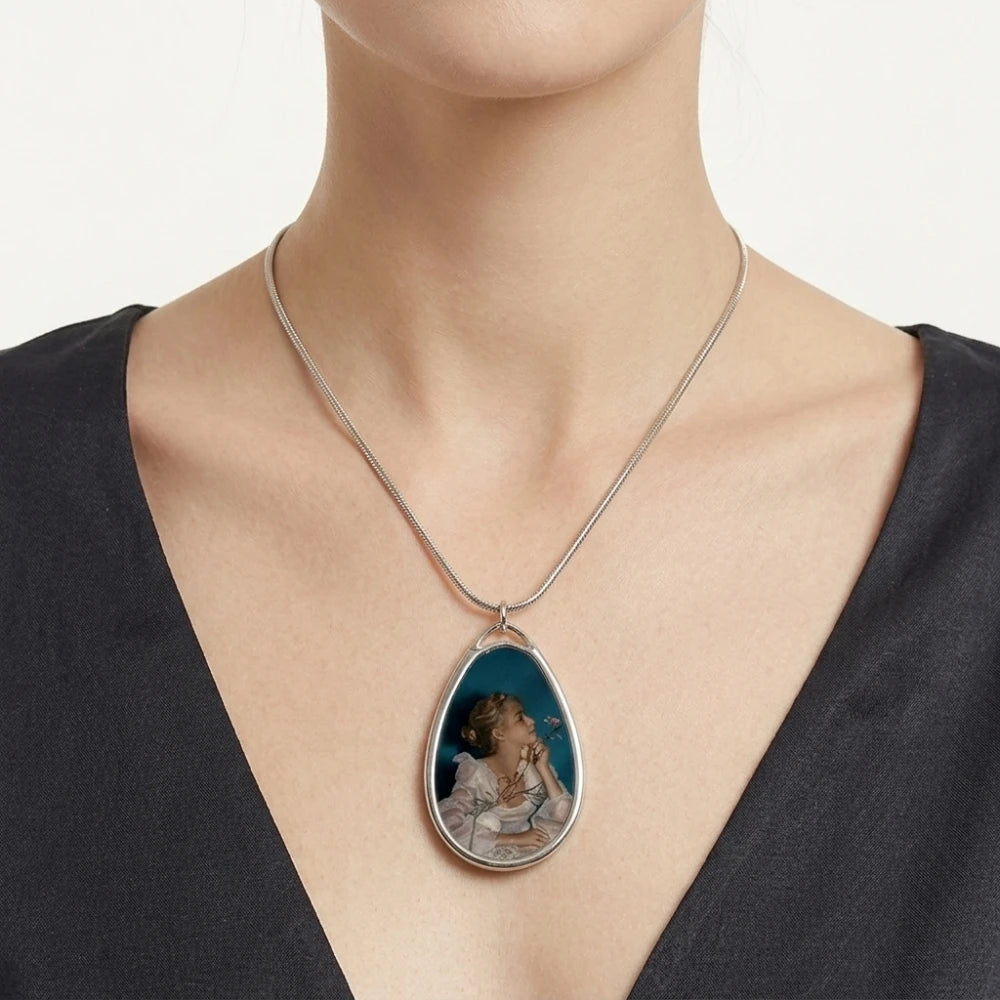 Teardrop Shape Metal Necklace Jewelry Necklace DIY Sublimation Blank Necklace