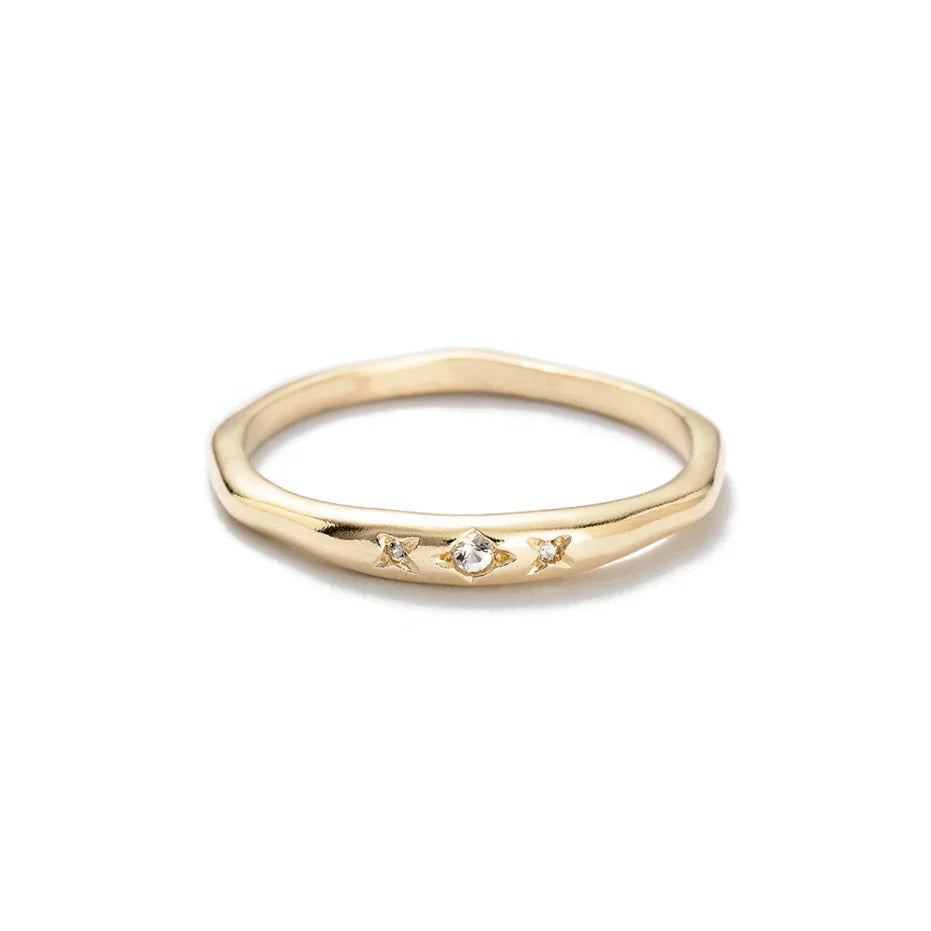 LOZRUNVE Factory Supplier 925 Sterling Silver Stacking Star Ring Jewelry 18k Gold Plated
