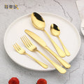 Cheap Reusable Spoon and Fork Knife Silverware 5pcs Stainless Steel Cutlery Gold Flatware Set