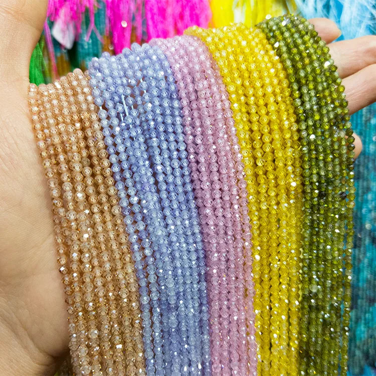 Ultra Flash High Density 2-4mm Faceted Zircon Small Beads for DIY Hand String Necklace Jewelry Findings Components Wholesale