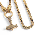 Viking Souvenir Stainless Steel King Chain Necklace Men's Viking Necklace Norse God Thor Hammer Necklace Viking Jewelry