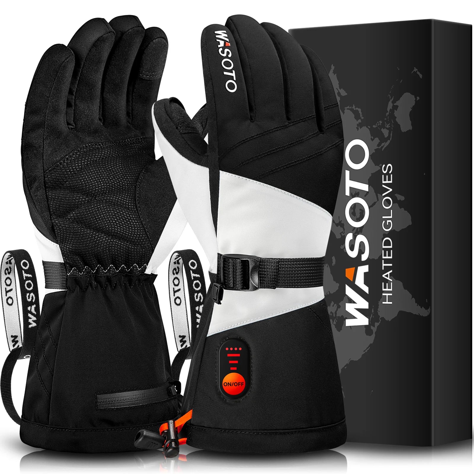 Wasoto Winter Touch Screen Ski Gloves USB Rechargeable Warm Sports Heated Gloves for Riding Motorcycles Reusable Electric Gloves