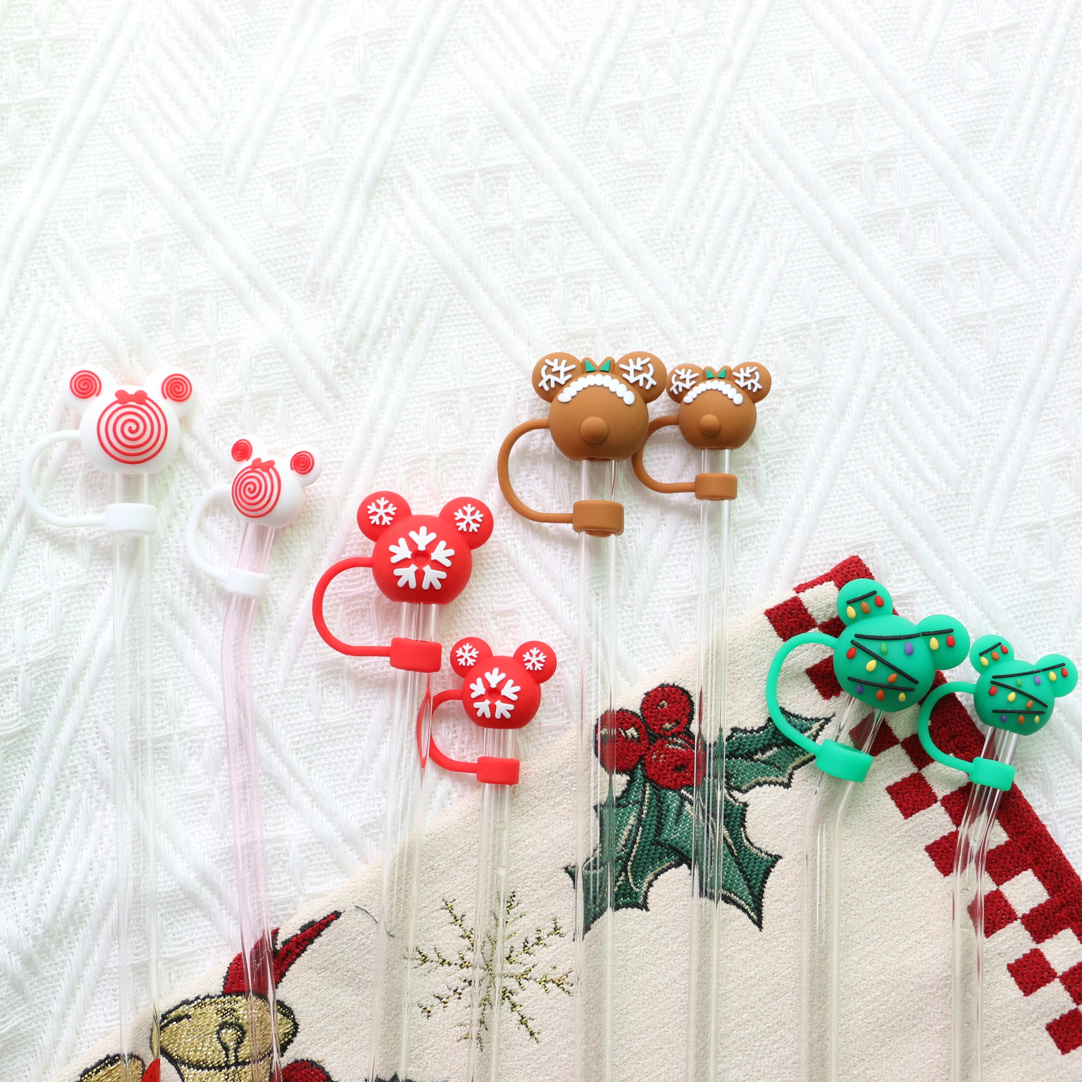 Factory Mouse BPA Food Grade Cartoon Straw Silicone Dust Proof Cover Recycling Cloud Straw Cover Drinking Straw Tips Cover