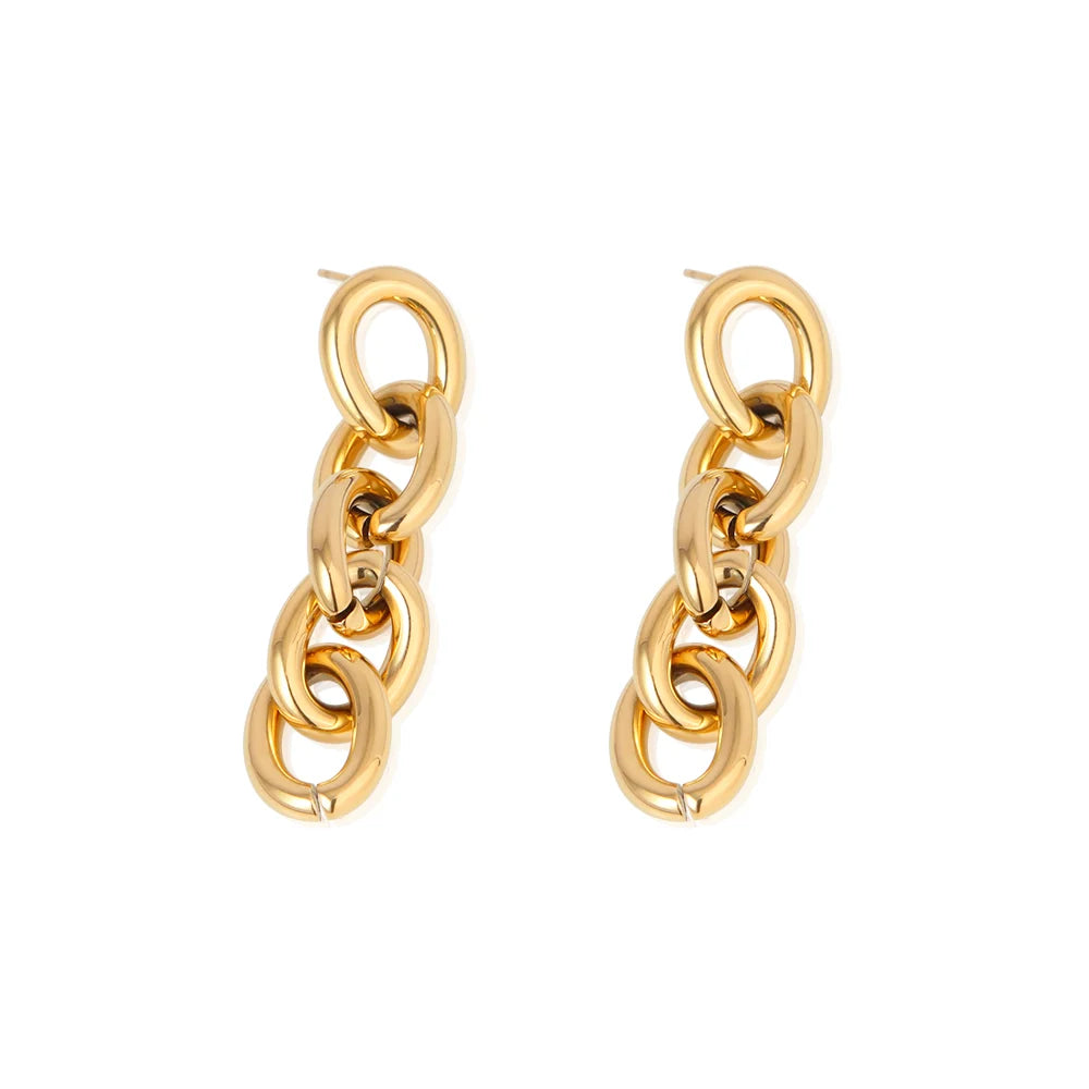 Chris April Fashion Wholesale 316L Stainless Steel PVD Gold Plated Minimalist Chunky Chain Earring