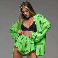 Wholesale Ladies Night Gown Wear Set Sleep Wear Women 2 Piece Pajamas Set Printed Satin Pajama Women'S Sleepwear