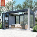 Outdoor Luxury Bioclimatic Aluminum Patio Folding Solarium Pavilion Canopy Motorized Louvers Roof Waterproof Retractable Pergola
