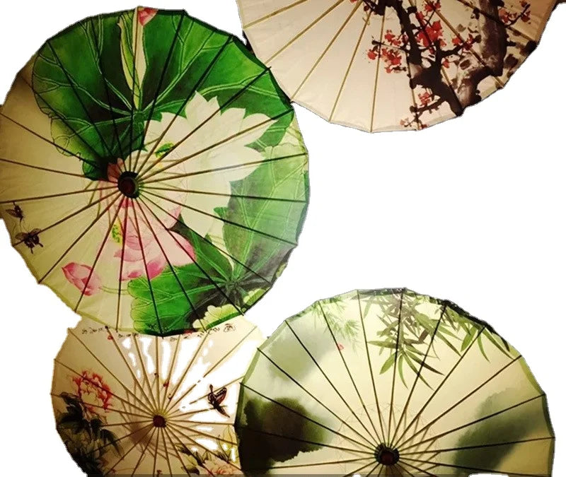 Vintage Handmade Silk Oiled Paper Umbrella Japanese Chinese Ceiling Decoration Craft Parasols Dance Props Umbrella
